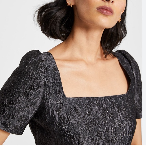 Club Monaco Brocade Puff Sleeve Chemise Black NWT - Picture 2 of 10